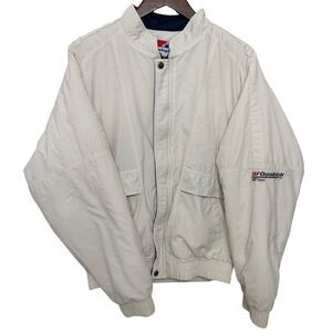 Vintage Swingster Bomber Jacket Mens L Cream BFGoodrich Racing Made in USA